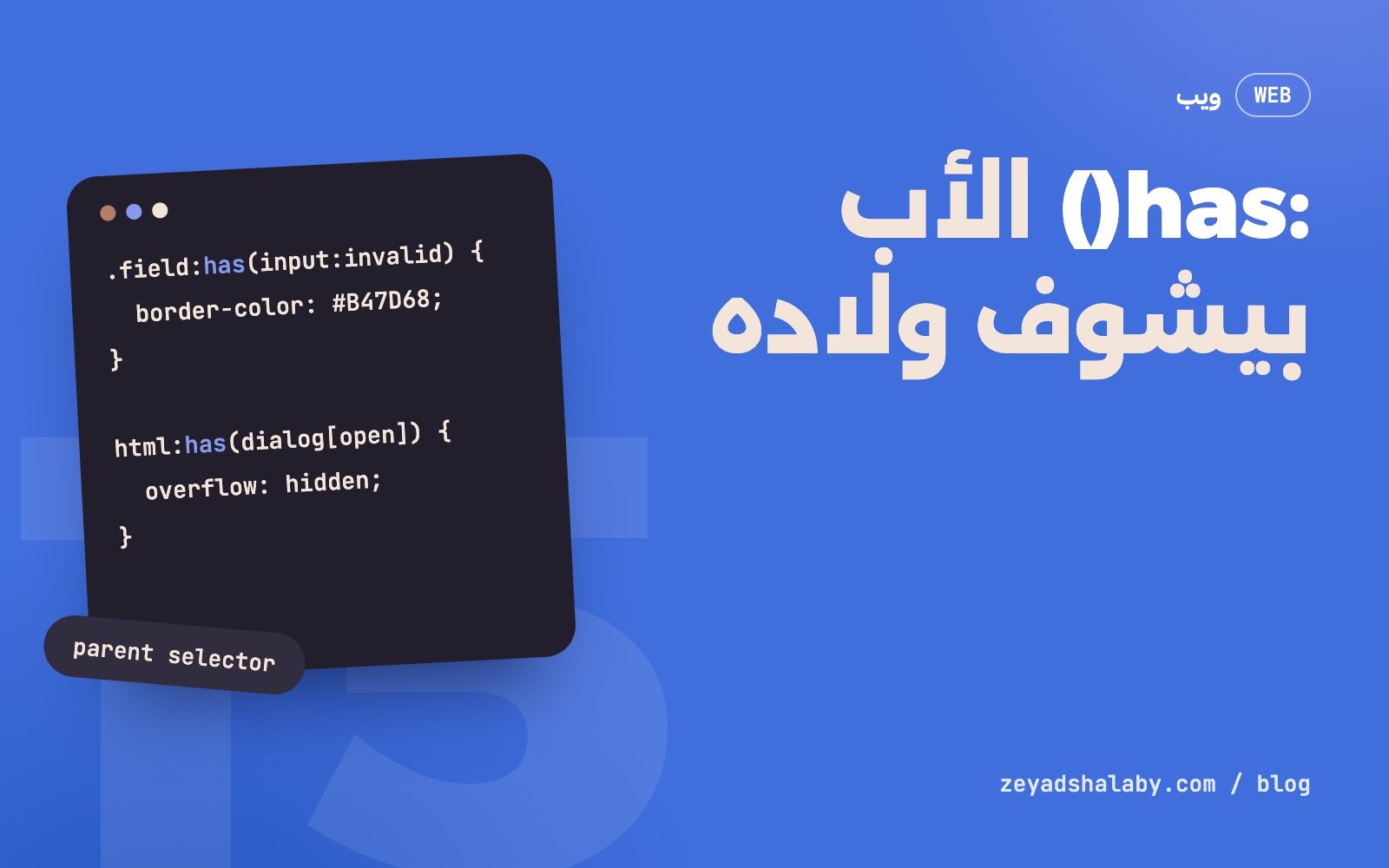 غلاف مقال :has() في CSS بسبع أمثلة عملية